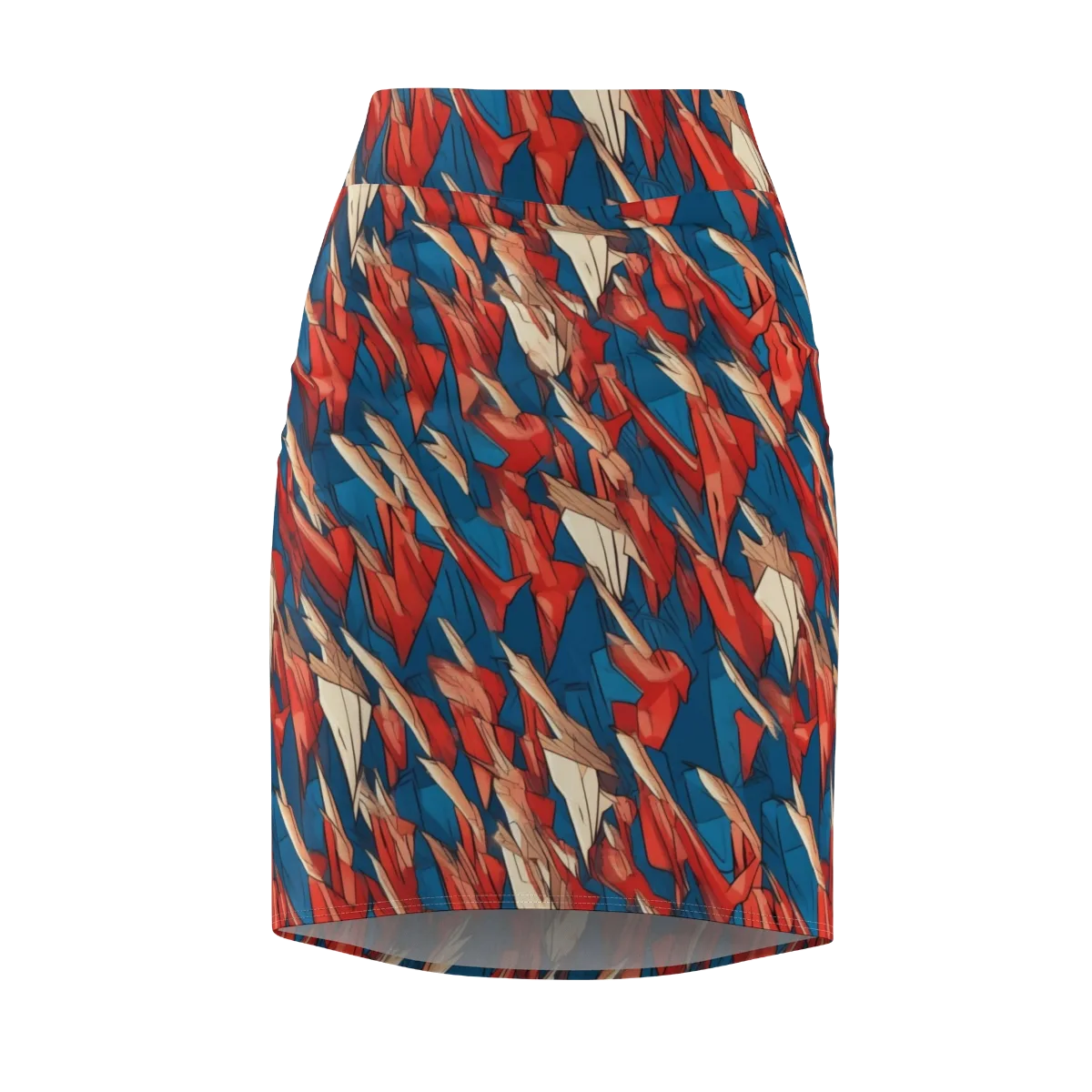 Cobalt Plume on Pencil Skirt — Front