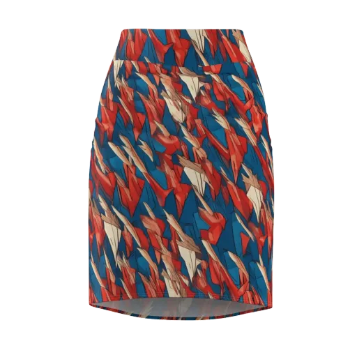 Cobalt Plume on a Pencil Skirt