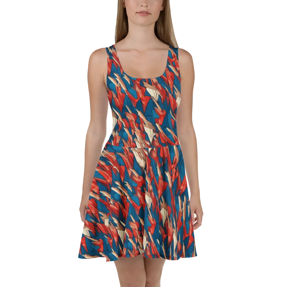 Cobalt Plume on Skater Dress — Front