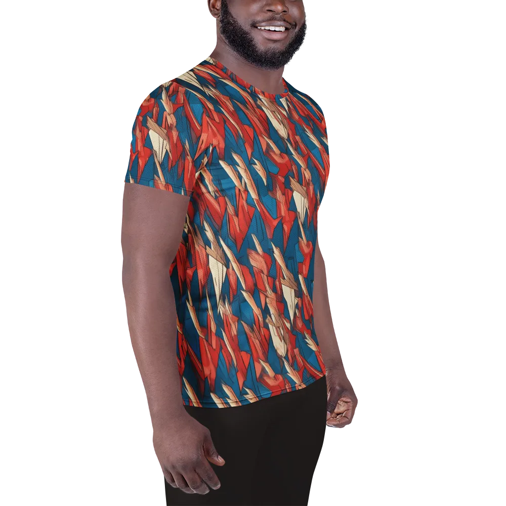 Cobalt Plume on Men's Athletic T-Shirt — Right