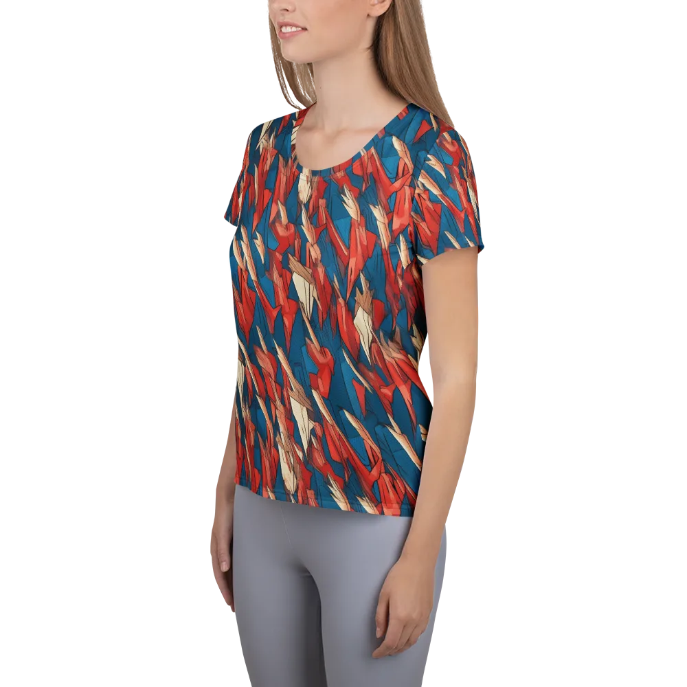 Cobalt Plume on Women's Athletic T-Shirt — Left