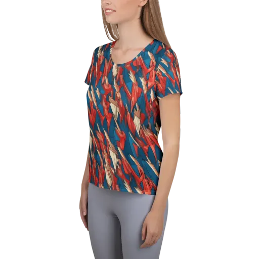 Cobalt Plume on a Women's Athletic T-Shirt