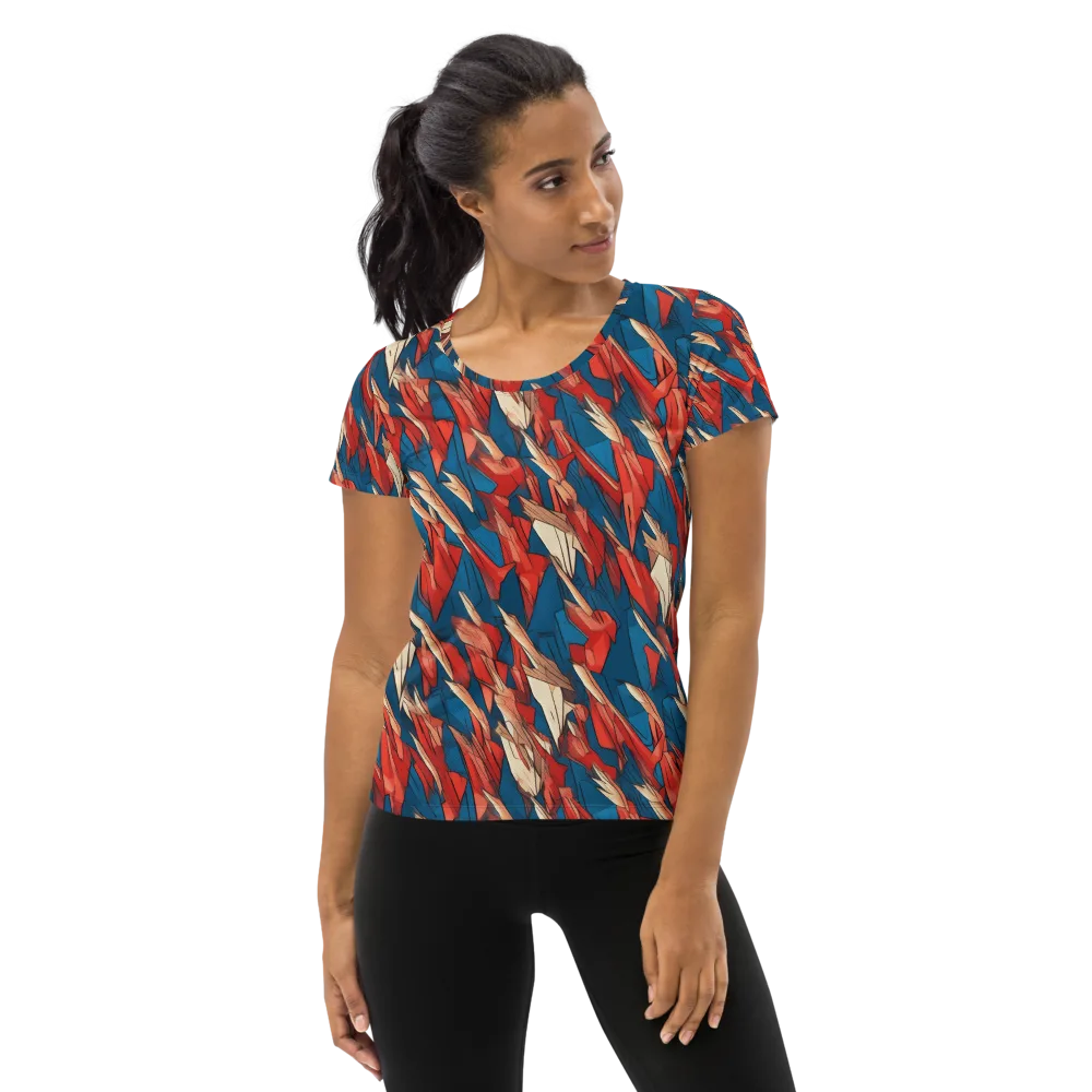 Cobalt Plume on Women's Athletic T-Shirt — Front