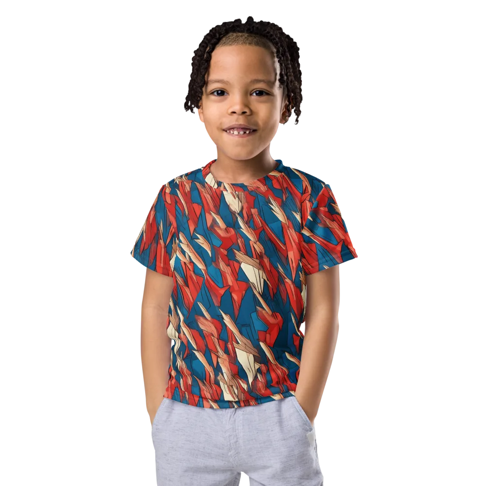 Cobalt Plume on Kids Crew Neck T-Shirt — Front