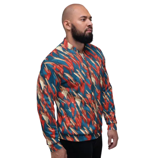 Cobalt Plume on a Bomber Jacket