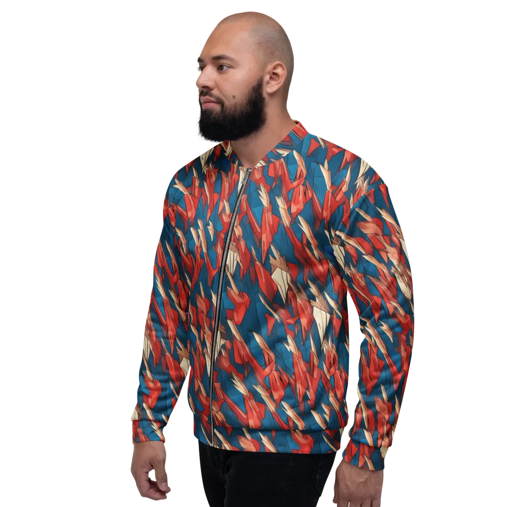 Cobalt Plume on Bomber Jacket — Left