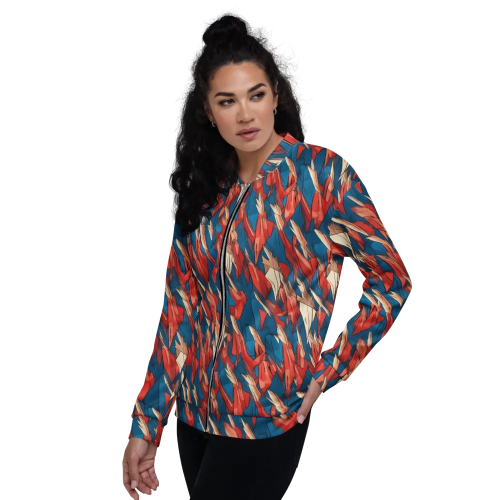 Cobalt Plume on Bomber Jacket — Left