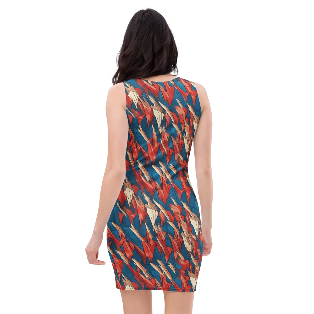Cobalt Plume on Bodycon Dress — Back