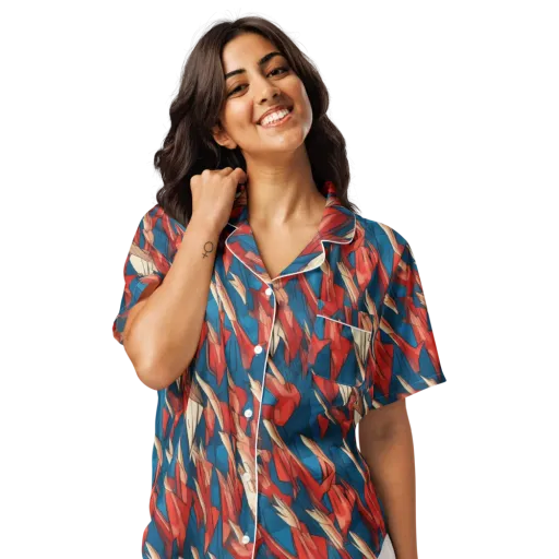 Cobalt Plume on a Women's Short Sleeve Pajama Top