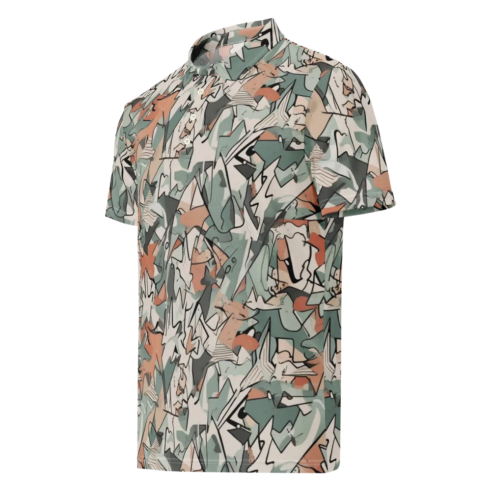Sage Shatter on Men's Slim Fit Polo Shirt — Left Front
