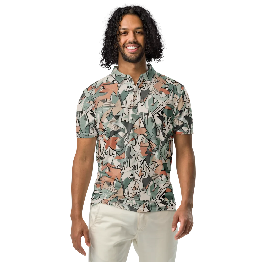 Sage Shatter on Men's Slim Fit Polo Shirt — Front