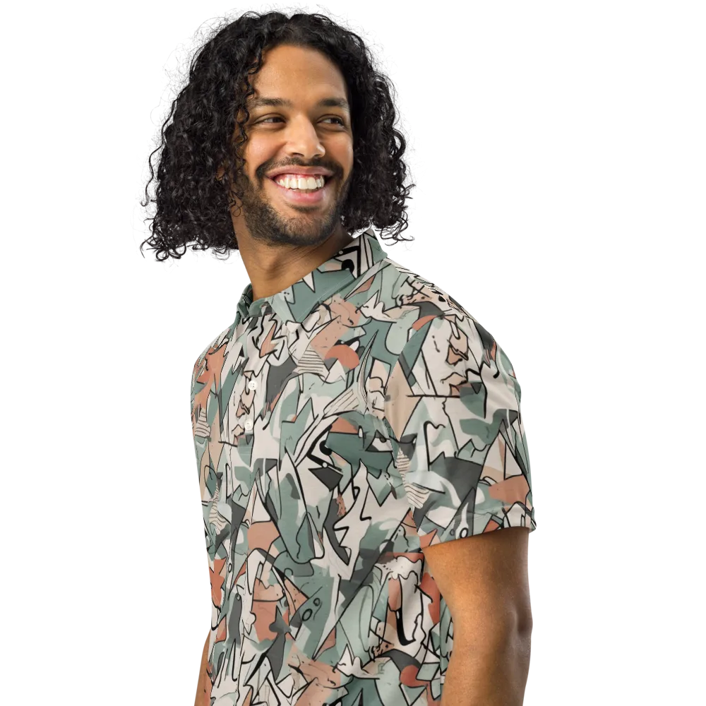 Sage Shatter on Men's Slim Fit Polo Shirt — Left Front