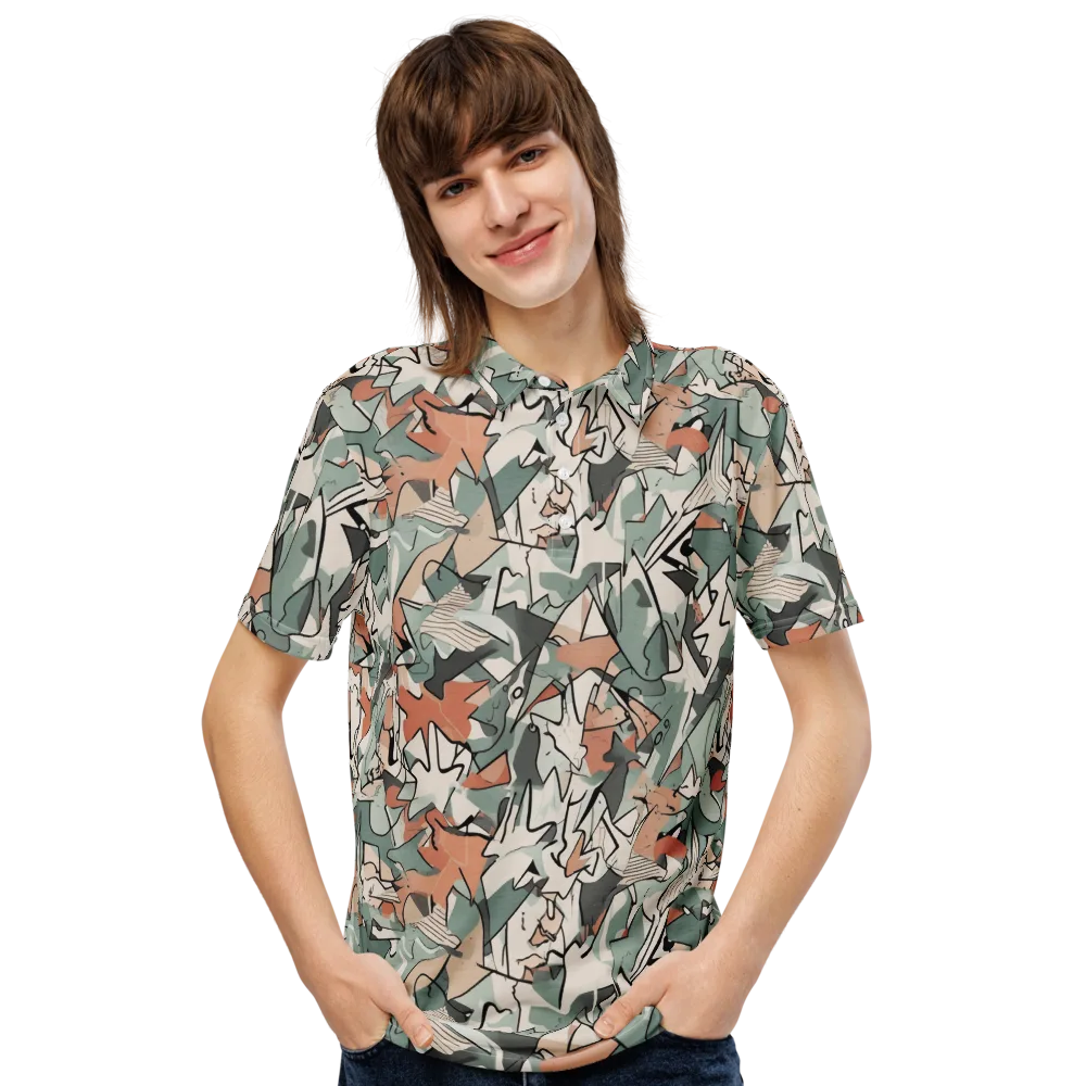 Sage Shatter on Men's Slim Fit Polo Shirt — Front