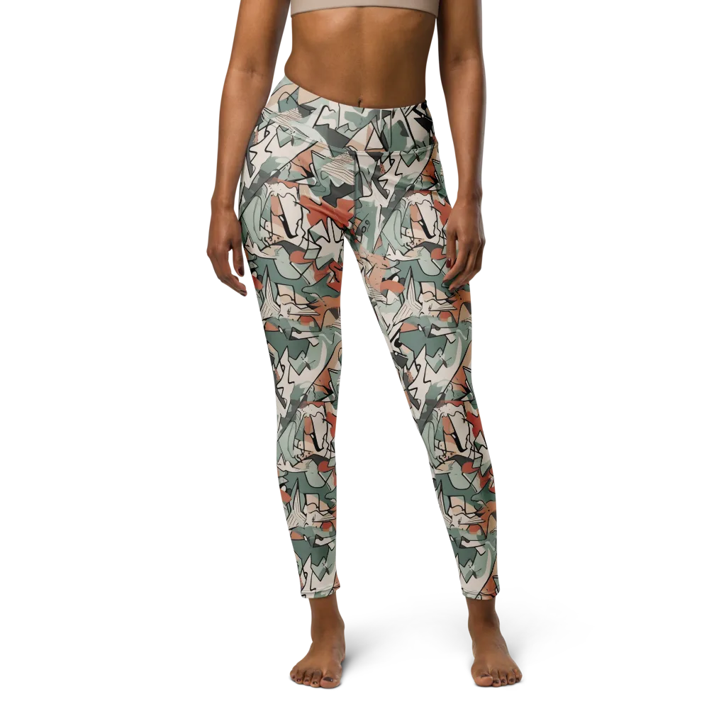 Sage Shatter on Yoga Leggings — Front