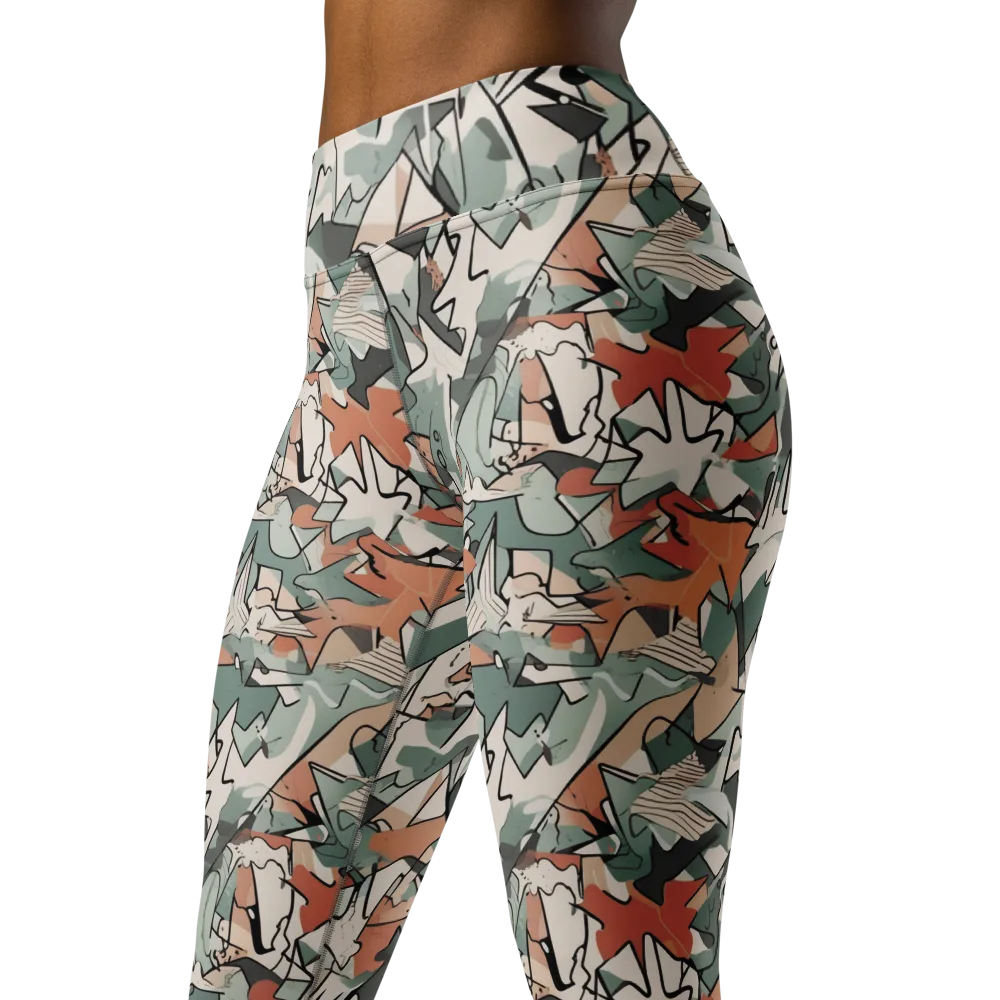 Sage Shatter on Yoga Leggings — Left Front