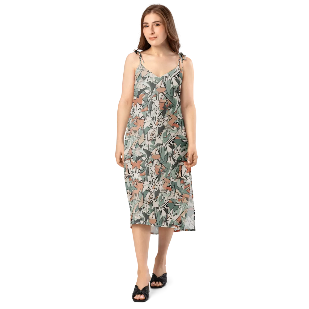 Sage Shatter on Slip Dress — Front