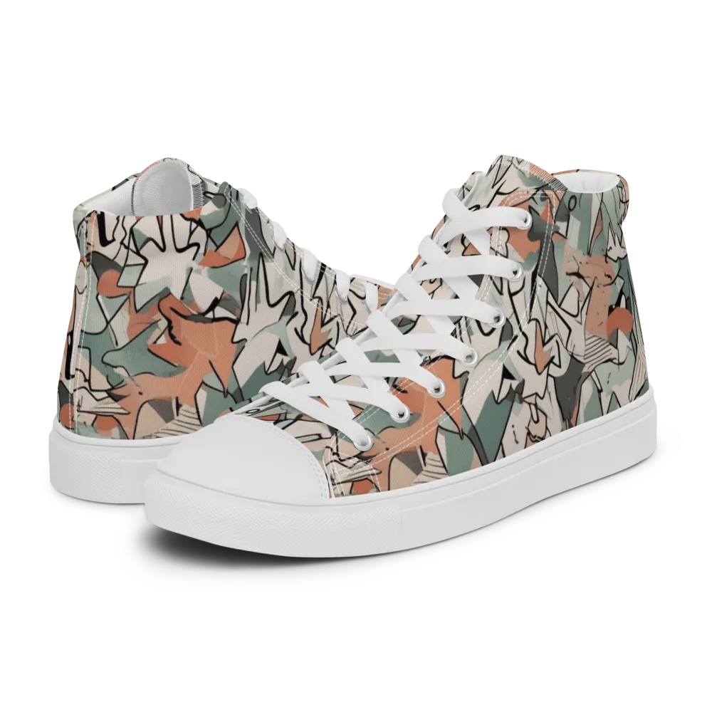Sage Shatter on Men's High Top Canvas Shoes — Left