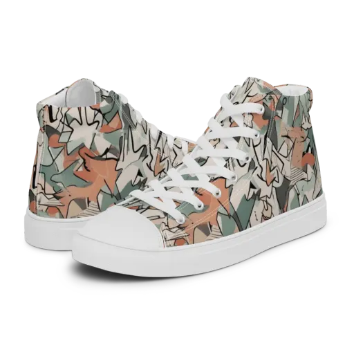 Sage Shatter on a Men's High Top Canvas Shoes