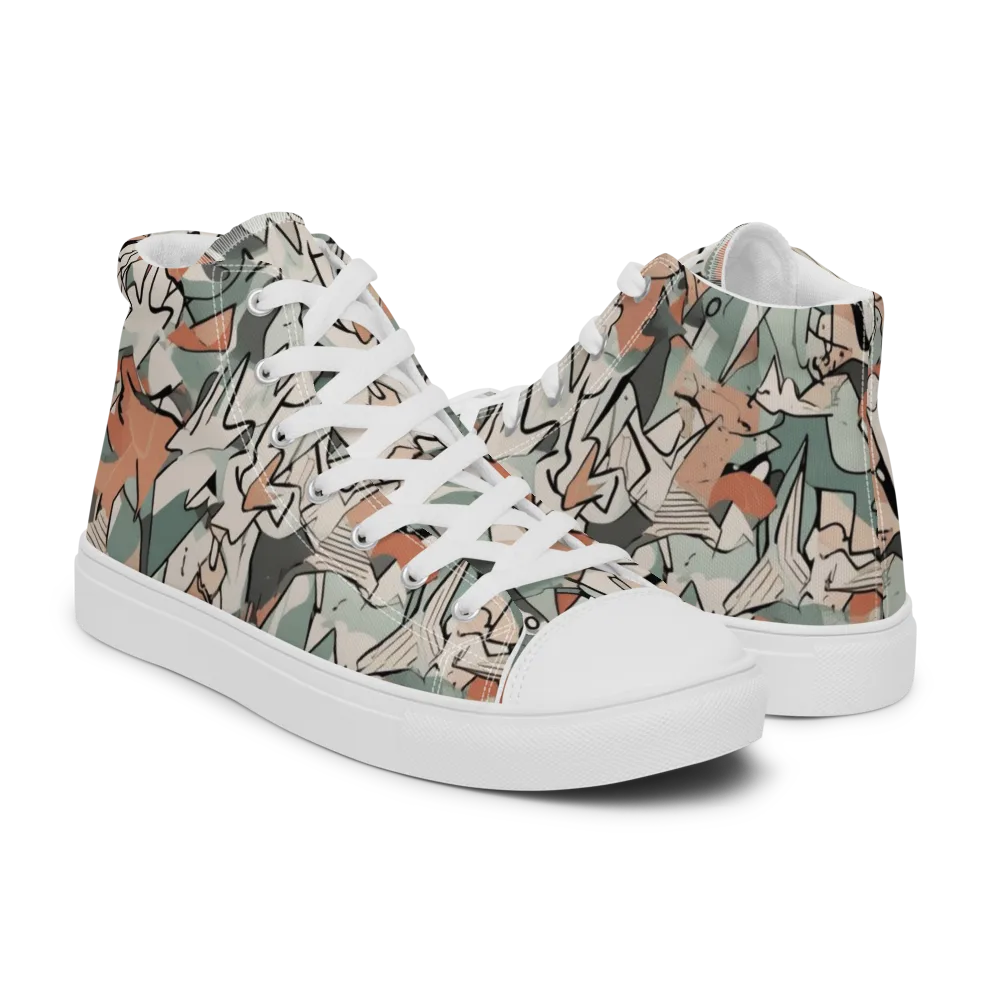 Sage Shatter on Men's High Top Canvas Shoes — Right