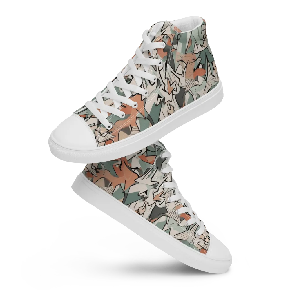 Sage Shatter on Men's High Top Canvas Shoes — Front