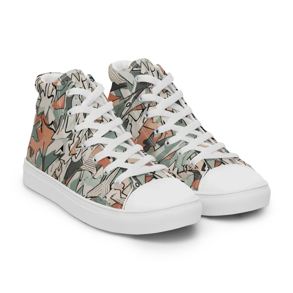 Sage Shatter on Women's High Top Canvas Shoes — Right Front