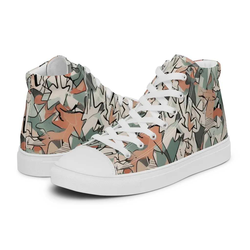 Sage Shatter on Women's High Top Canvas Shoes — Left