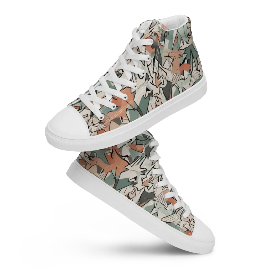 Sage Shatter on Women's High Top Canvas Shoes — Front