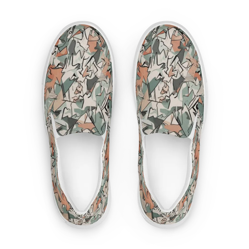 Sage Shatter on Men's Slip-On Canvas Shoes — Front