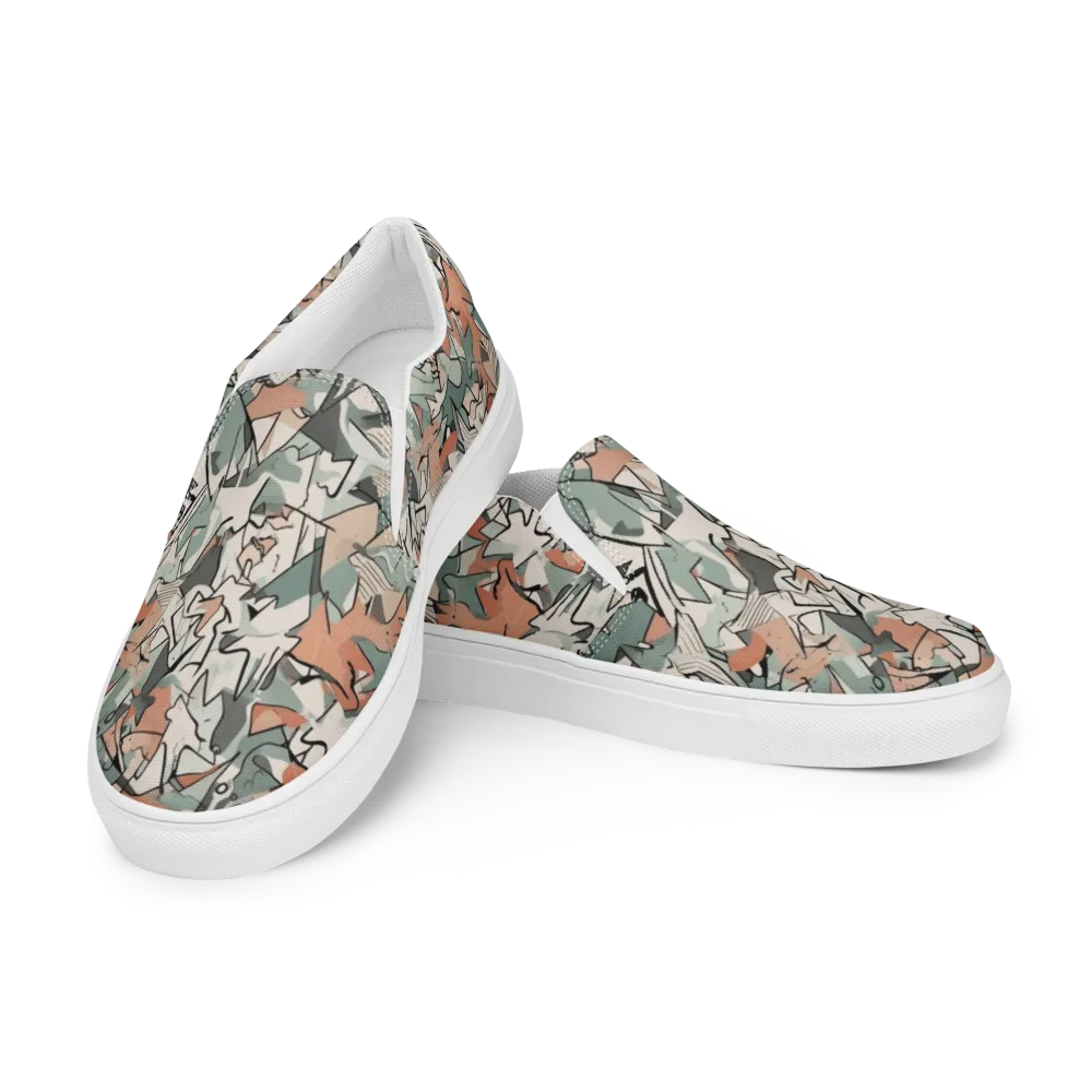Sage Shatter on Men's Slip-On Canvas Shoes — Left Front