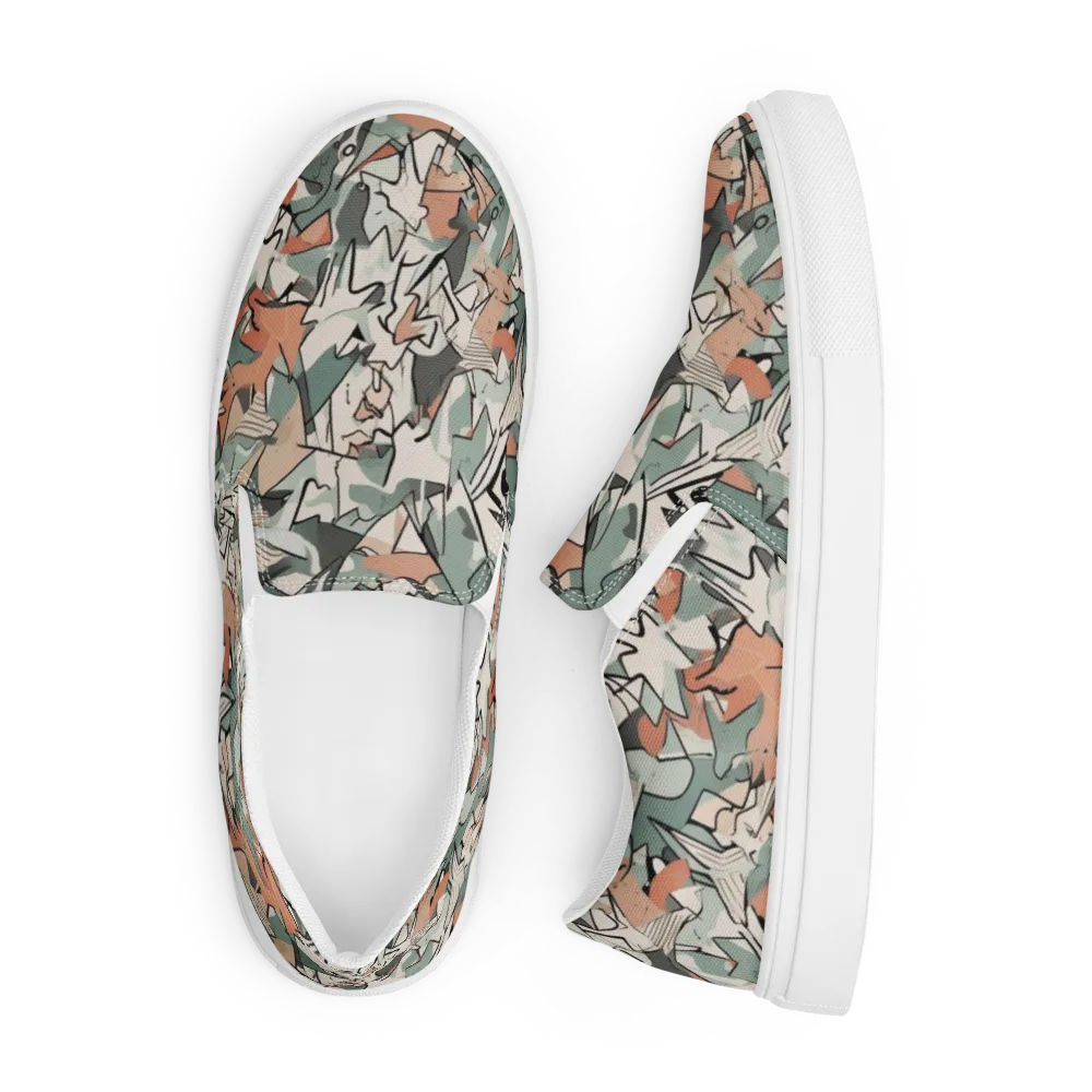 Sage Shatter on Men's Slip-On Canvas Shoes — Front