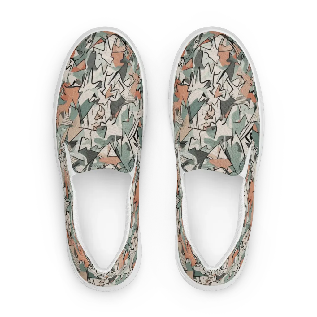 Sage Shatter on Women's Slip-On Canvas Shoes — Front