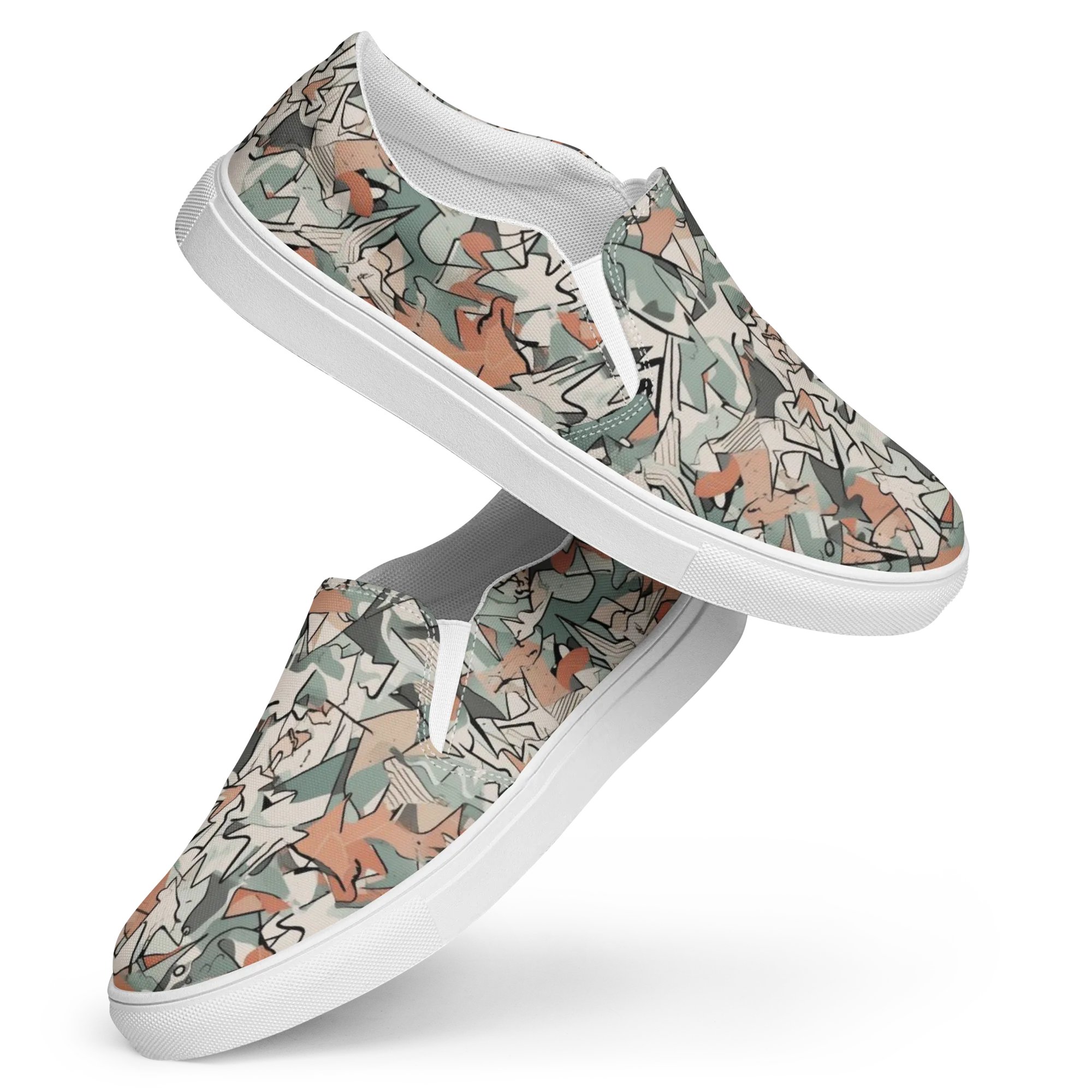 Sage Shatter on Women's Slip-On Canvas Shoes — Front