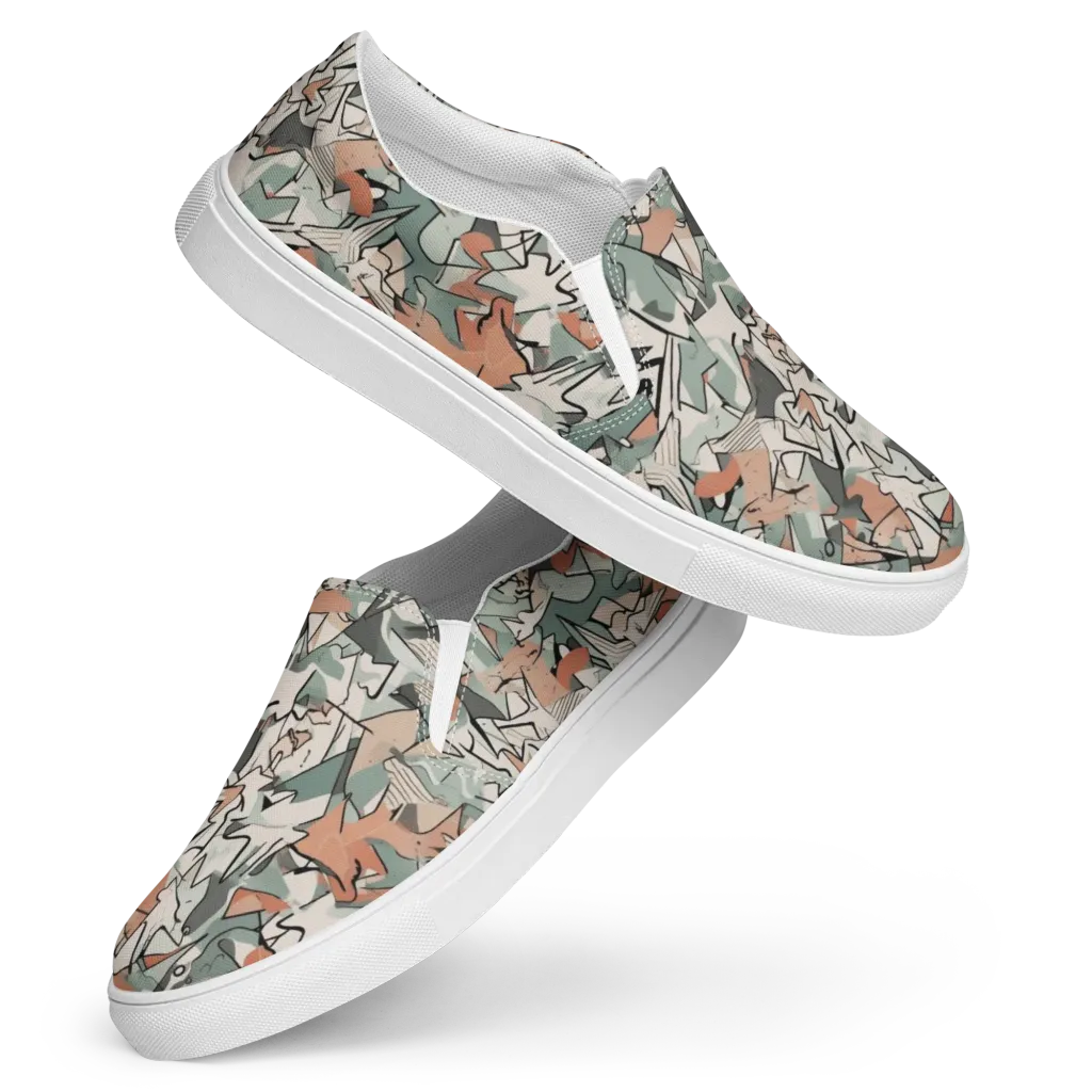 Sage Shatter on Women's Slip-On Canvas Shoes — Front