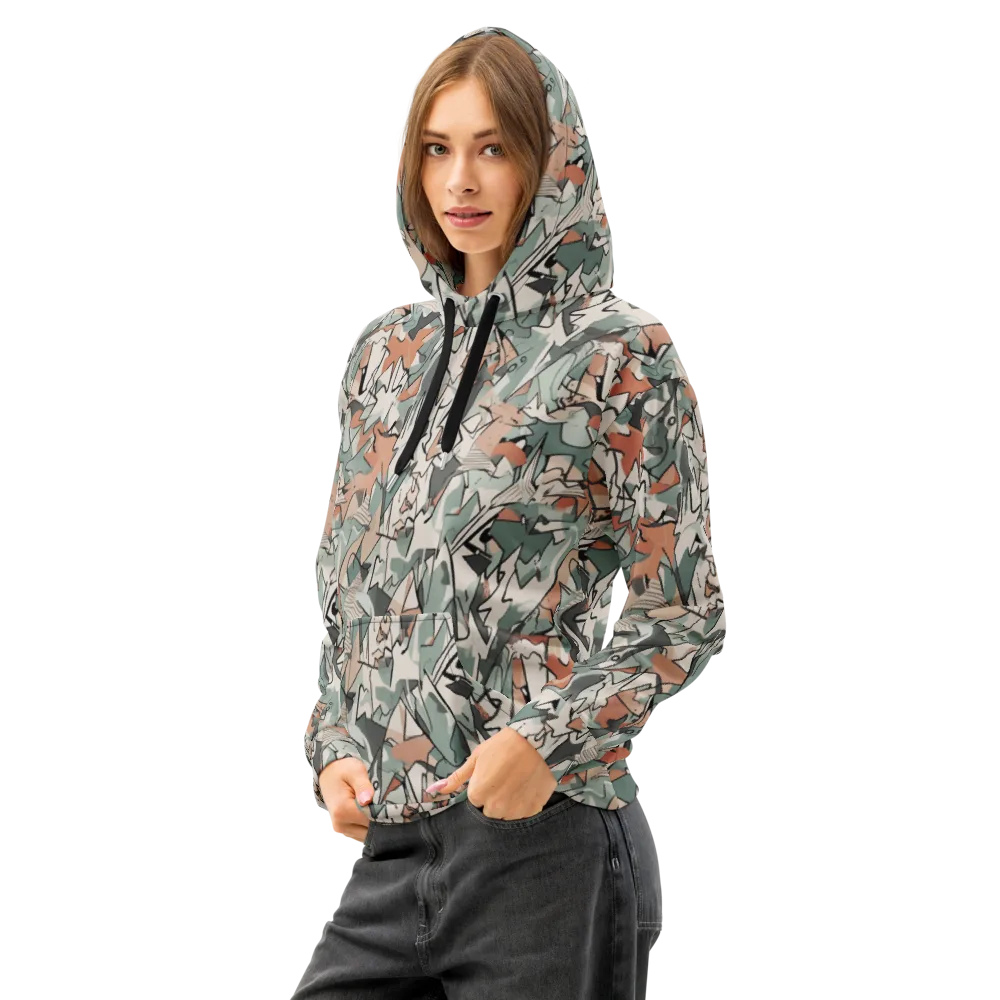 Sage Shatter on Cotton Hoodie — Left Front