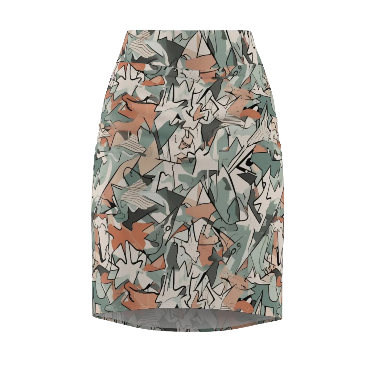 Sage Shatter on Pencil Skirt — Front