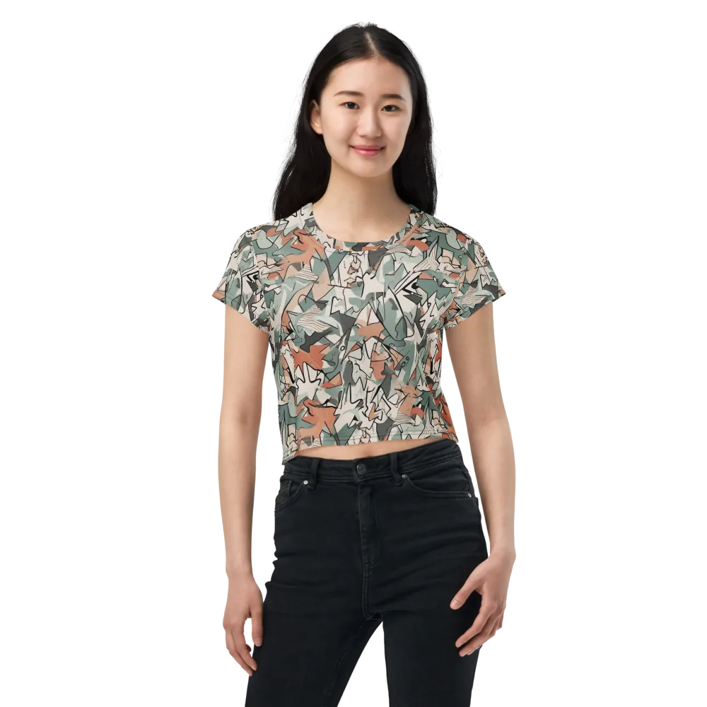 Sage Shatter on Crop Tee — Front