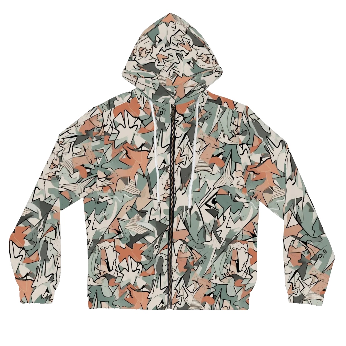 Sage Shatter on Women's Full-Zip Hoodie — Front