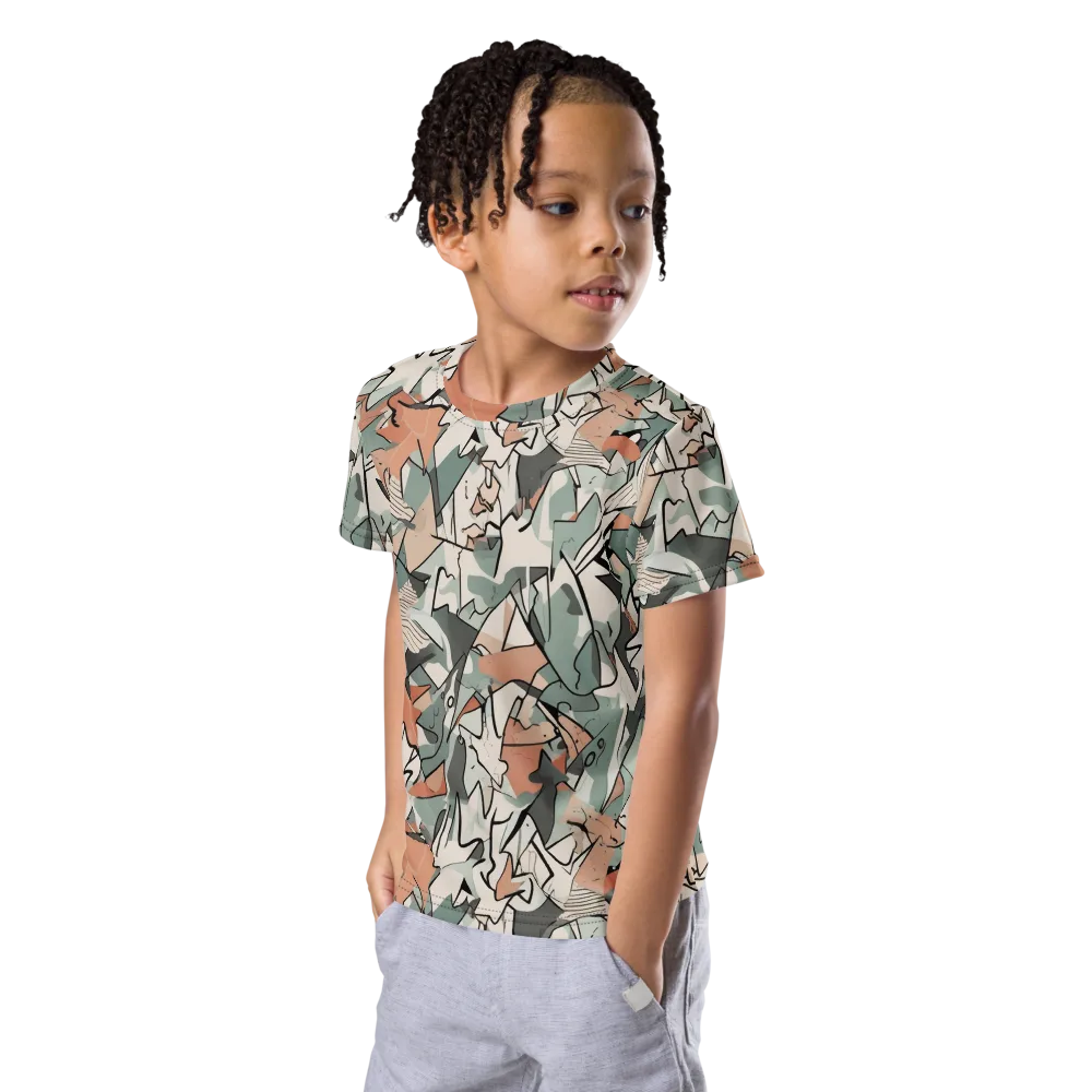 Sage Shatter on Kids Crew Neck T-Shirt — Left Front