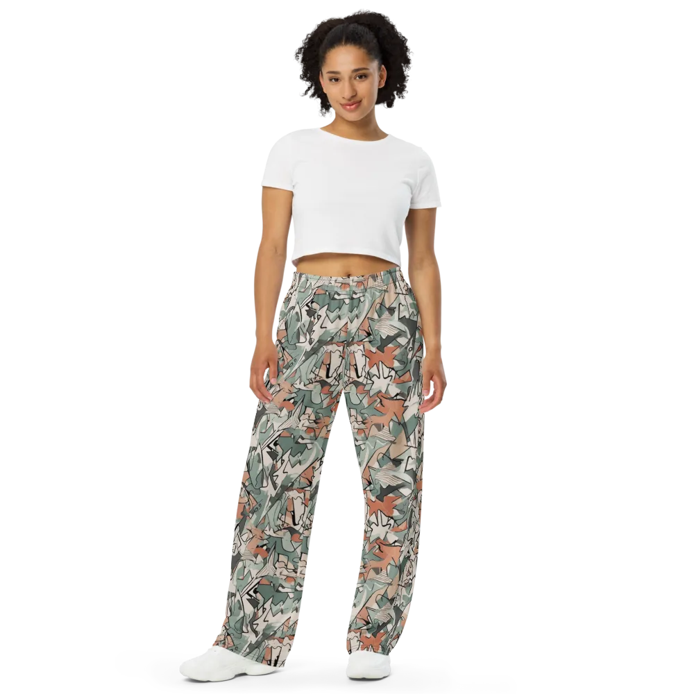 Sage Shatter on Wide-Leg Pants — Front