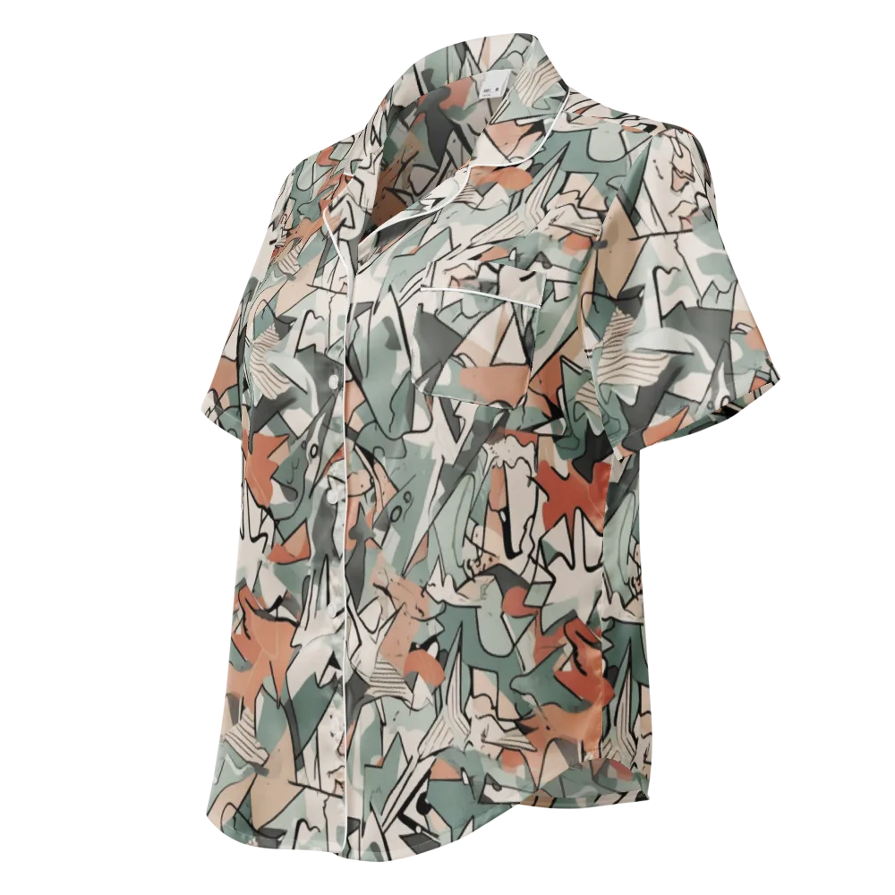 Sage Shatter on Women's Short Sleeve Pajama Top — Left Front