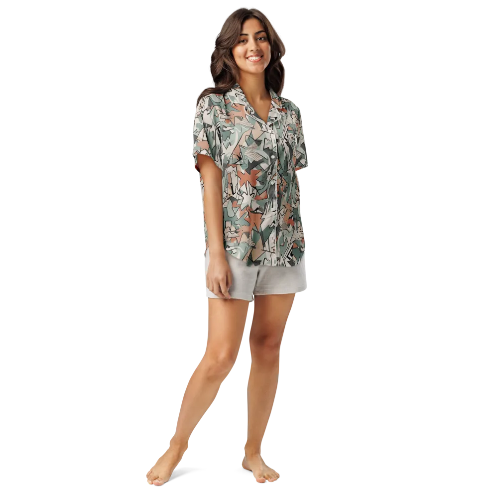 Sage Shatter on Women's Short Sleeve Pajama Top — Front