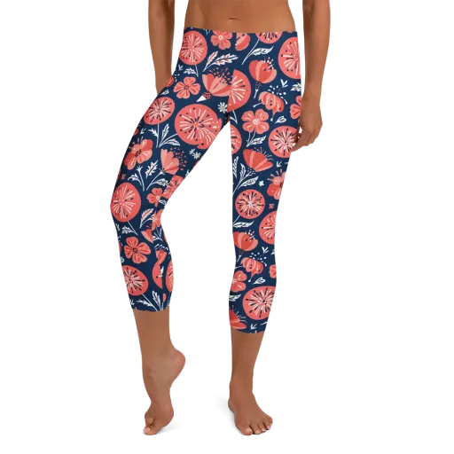 Midnight Bloom on a Capri Leggings