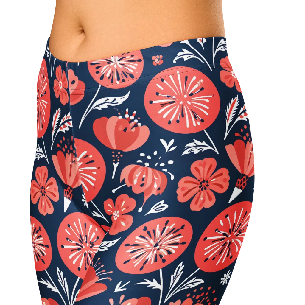 Midnight Bloom on Capri Leggings — Zoomed-in