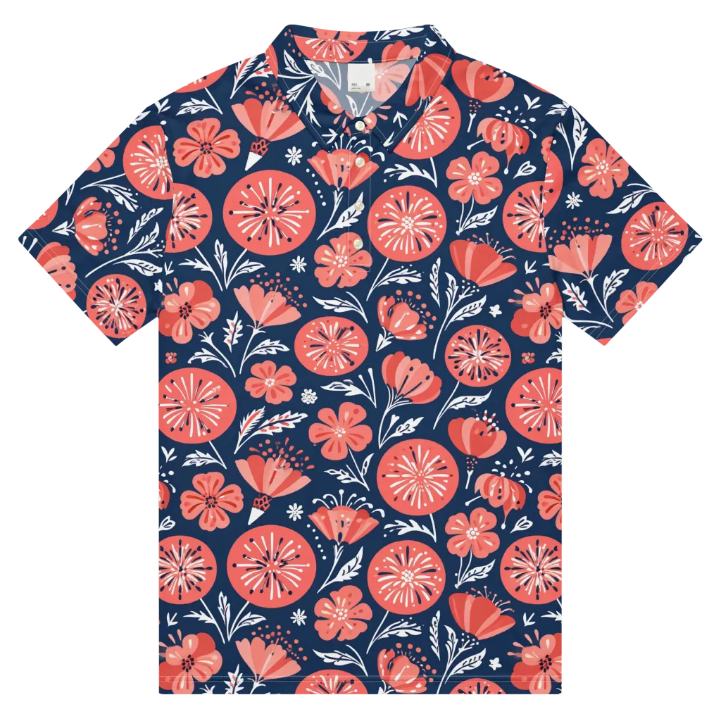 Midnight Bloom on Men's Slim Fit Polo Shirt — Front