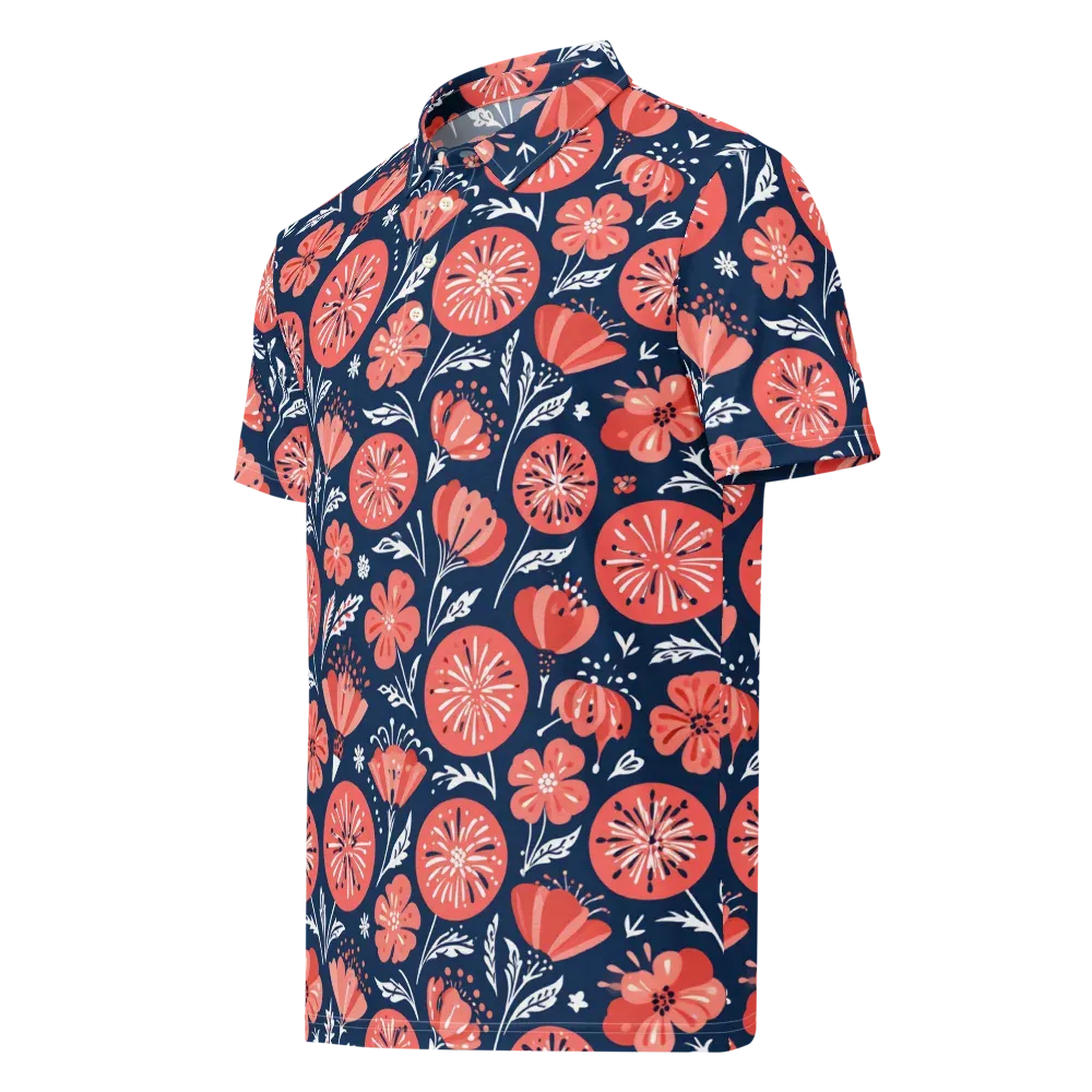 Midnight Bloom on Men's Slim Fit Polo Shirt — Left Front