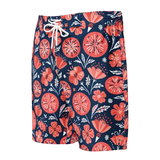 Midnight Bloom on a Men's Board Shorts