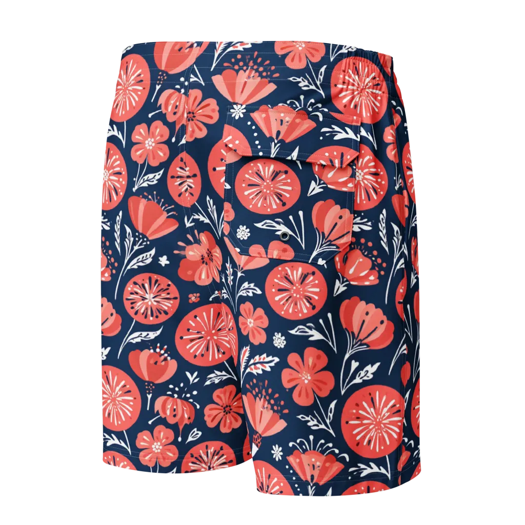 Midnight Bloom on Men's Board Shorts — Back