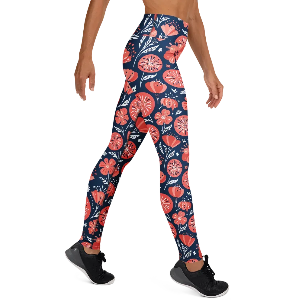 Midnight Bloom on Yoga Leggings — Right