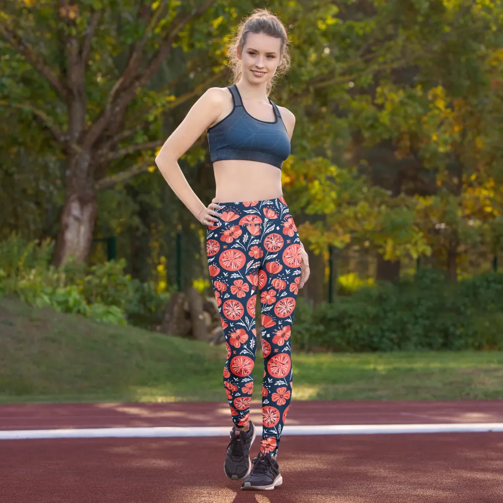 Midnight Bloom on Yoga Leggings — Front