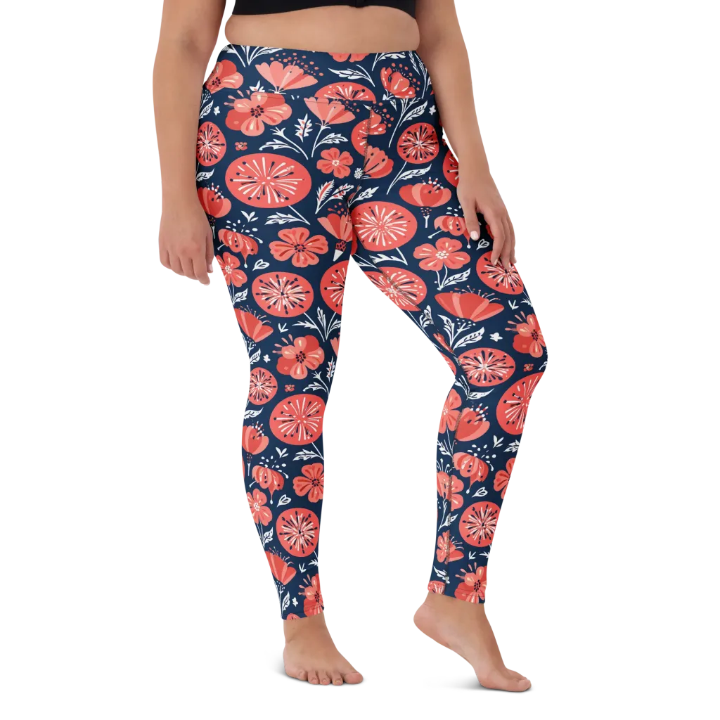 Midnight Bloom on Yoga Leggings — Front